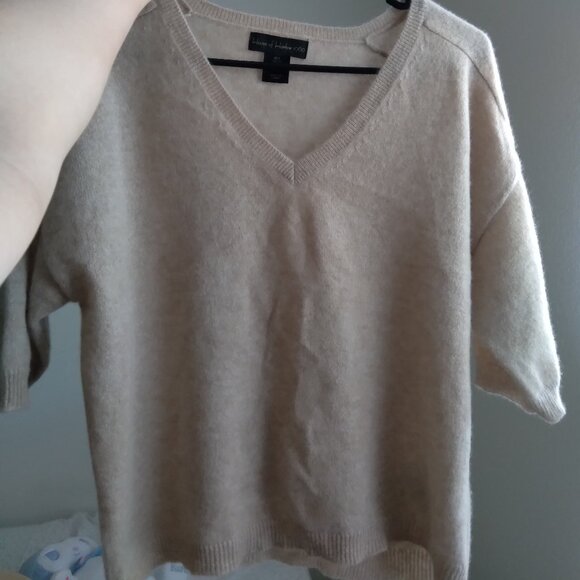 House of Harlow 1960 Tops - House of Harlow 1960 Beige Short Sleeve 100% Cashmere Top